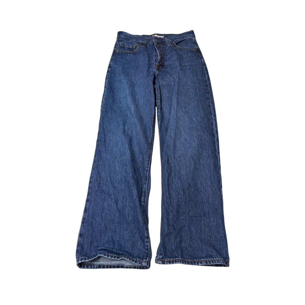 Levis Ribcage Straight Ankle Jeans Womens 25X27 Blue Medium Wash High Rise Denim